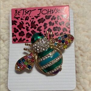 Betsey Johnson Multicolor Gem Bee Brooch
